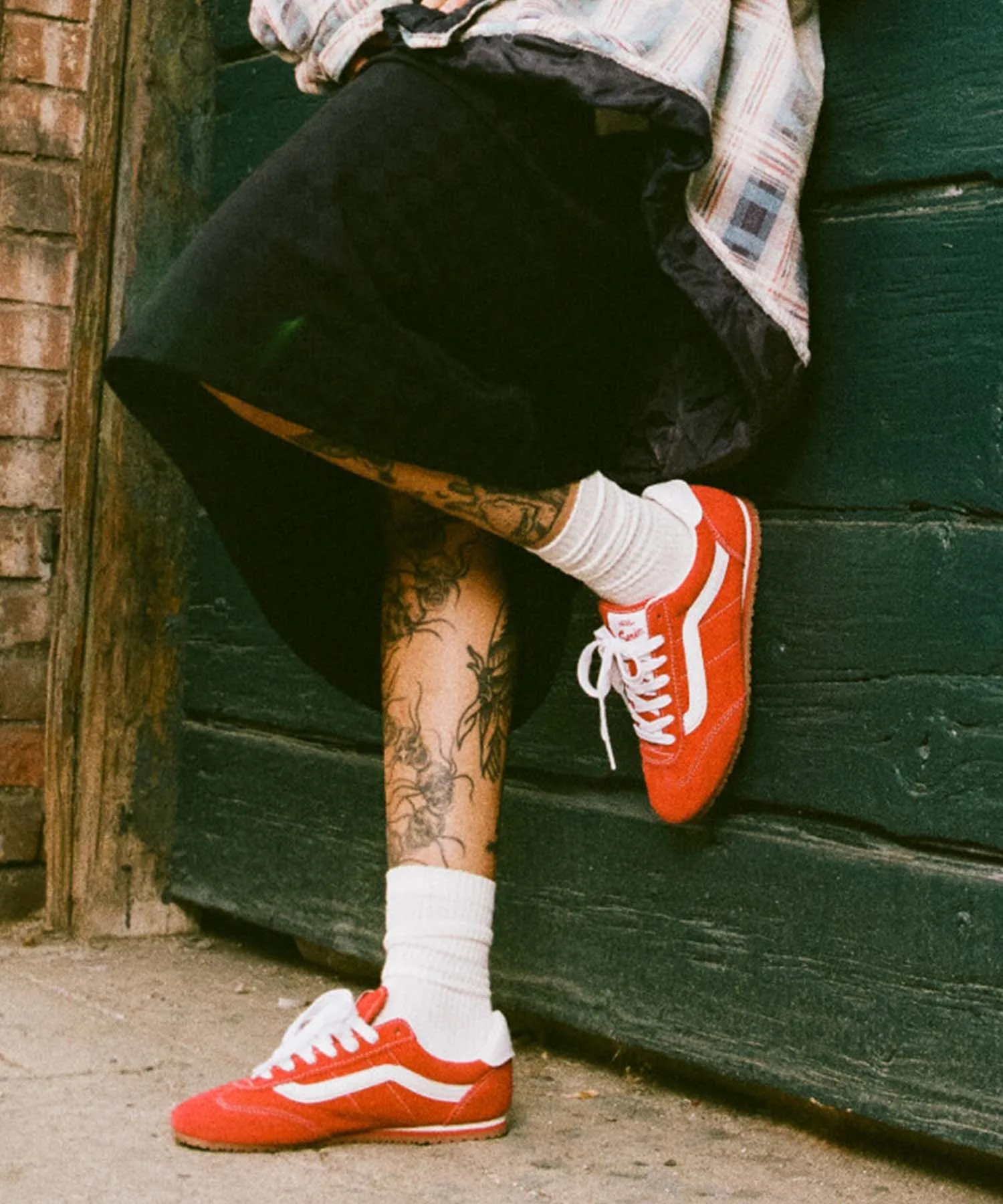 Кроссовки из натуральной кожи с низким профилем SUPER LOWPRO VANS красные — фото 4