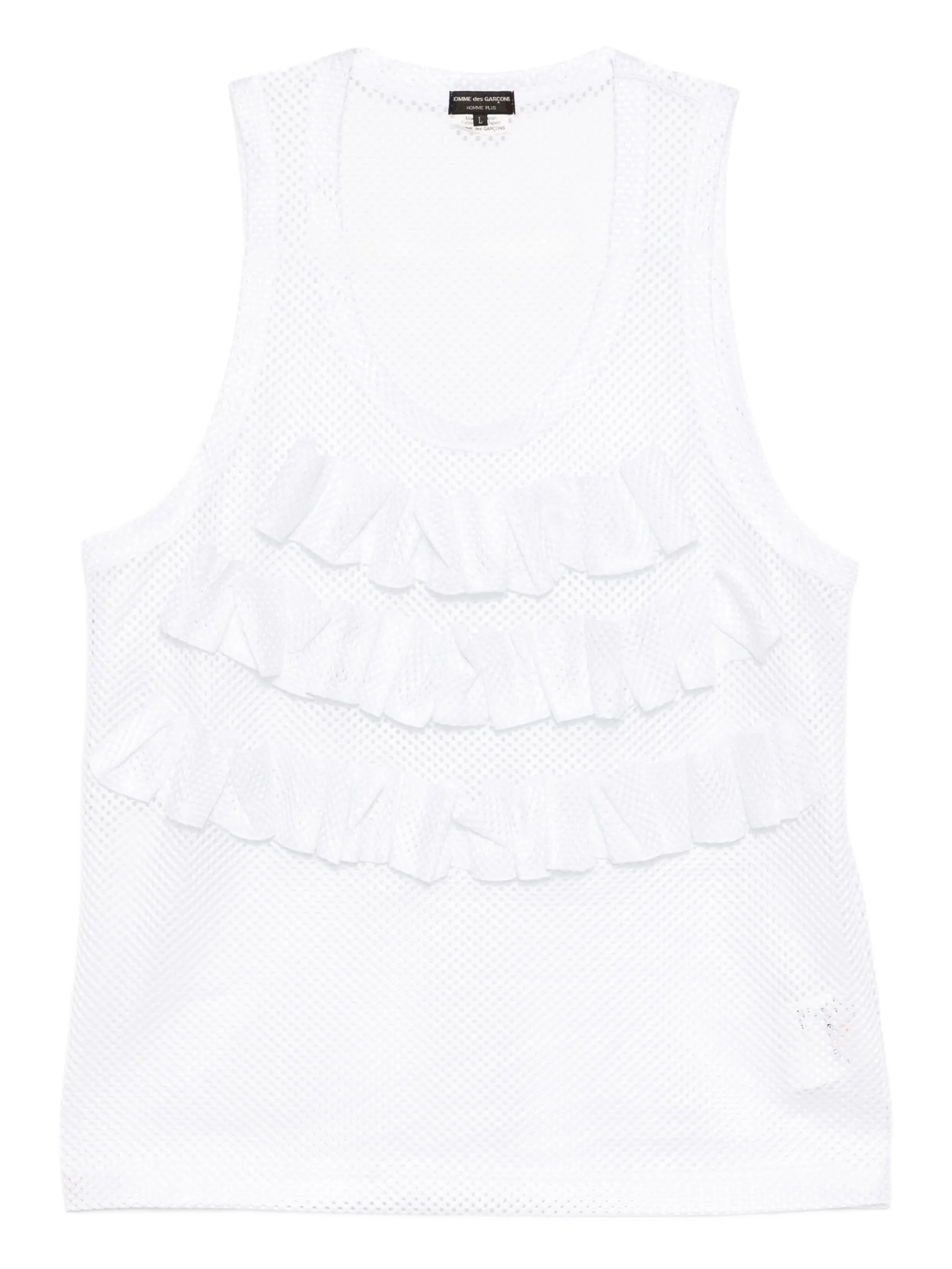 

Сетчатый топ с оборками Comme Des Garçons Homme Plus, белый
