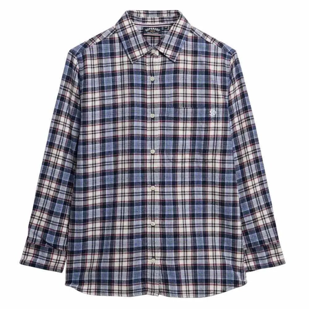 Рубашка с длинными рукавами Superdry Check Flannel Boyfriend, синий — фото 3