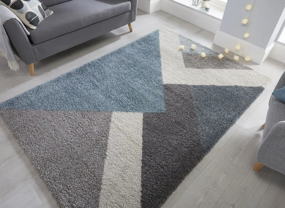 

FLAIR RUGS ковер с высоким ворсом "Zula", прямоугольной формы, современный дизайн, геометрический рисунок, прост в уходе 120х170 см, синий