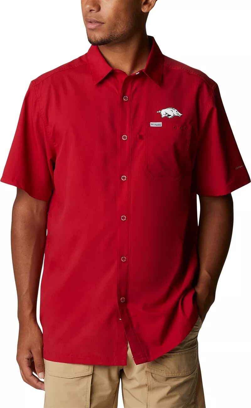 

Мужская рубашка на пуговицах Columbia Arkansas Razorbacks Cardinal Slack Tide