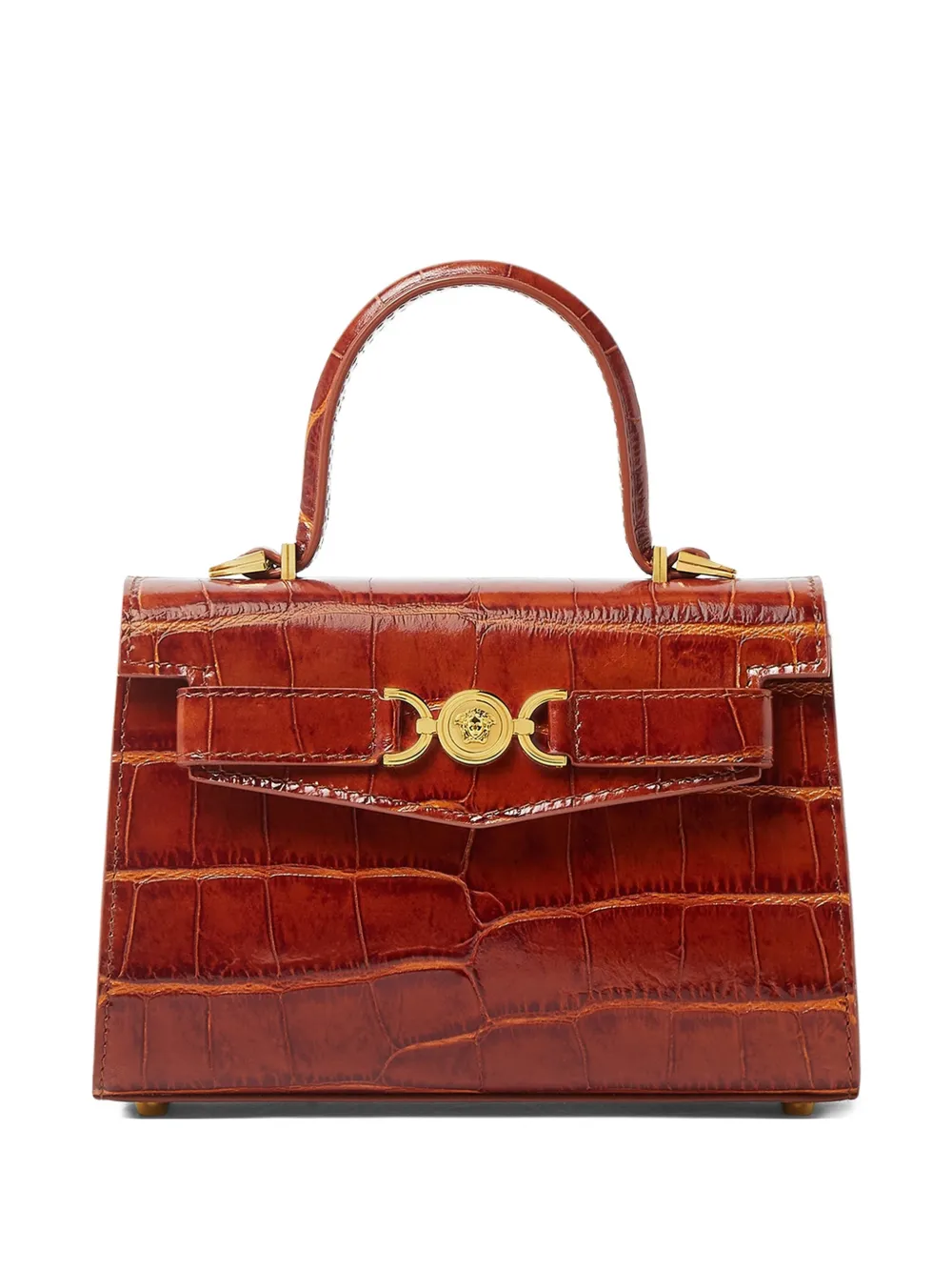 

Маленькая сумка-тоут с тиснением под крокодила Versace, коричневый