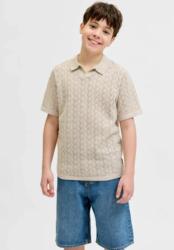 Детское трикотажное поло Jack & Jones Junior, серый — фото 2