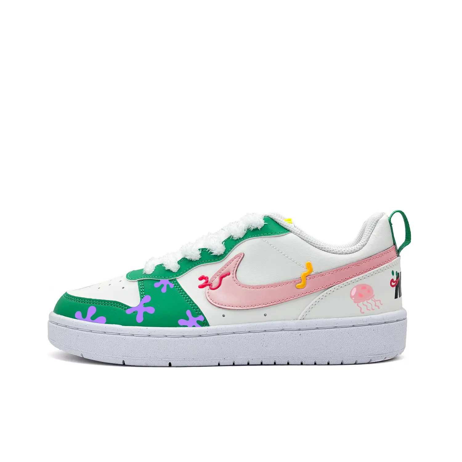 

Nike Court Borough Jellyfish противоскользящие износостойкие низкие детские скейтбордские кроссовки Pink для подростков