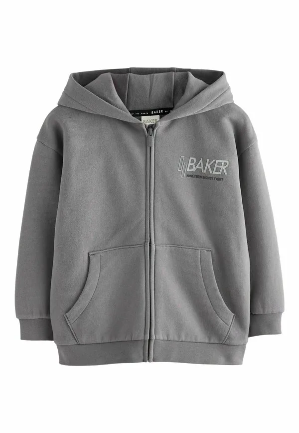 Толстовка свободного кроя на молнии с графическим принтом Baker By Ted Baker, Charcoal Grey