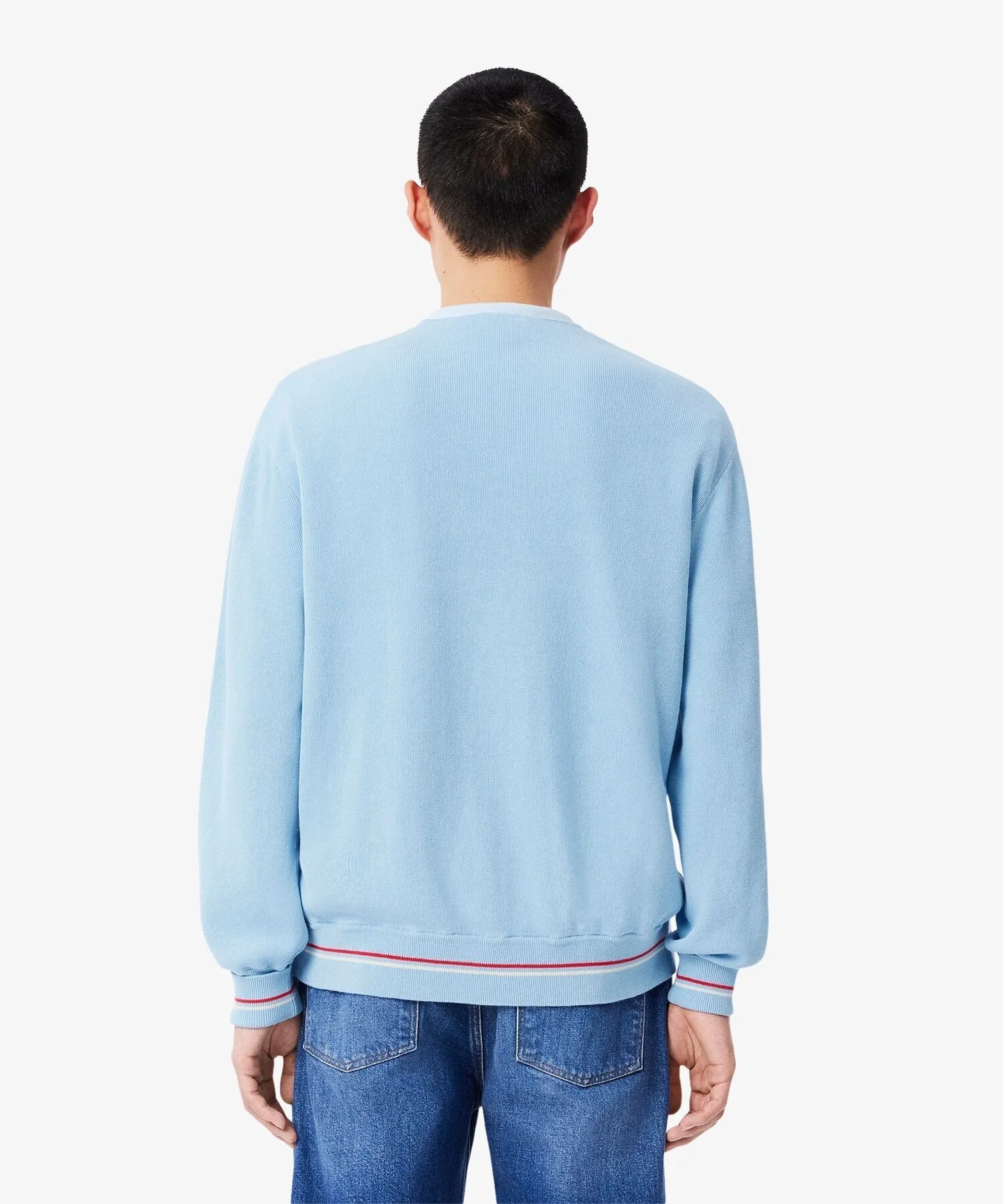 Кардиган из хлопка, связанный резинкой LACOSTE, Light blue — фото 2