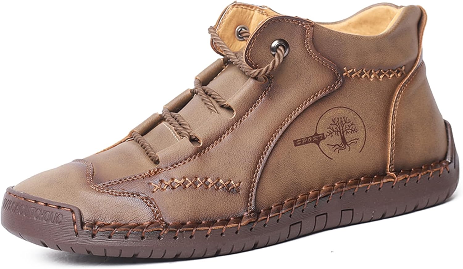 

Мужские кожаные ботинки-челси на щиколотке, лоферы, плоские, винтажные, ручная строчка, комфортные, мягкие, дышащие, на шнуровке, легкие оксфорды Voceco, хаки