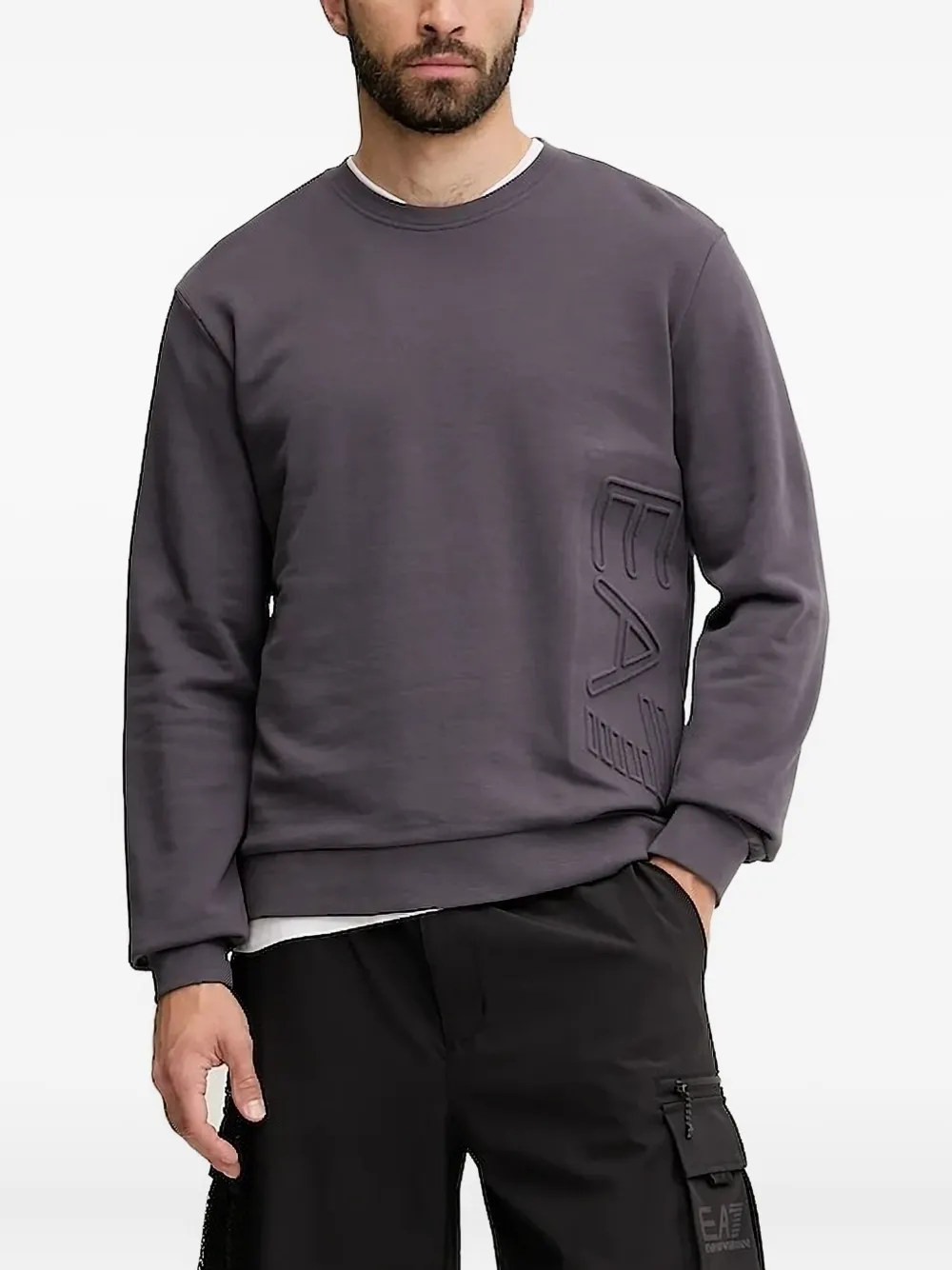 

Толстовка с тисненым логотипом Ea7 Emporio Armani, серый
