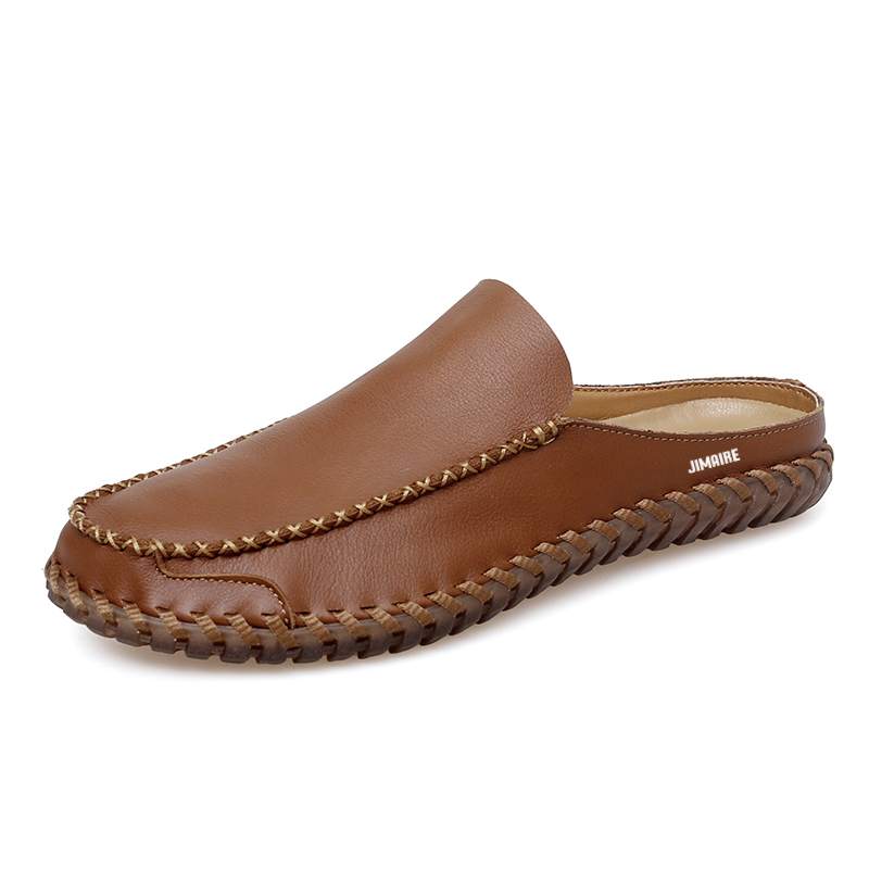 

King Jinmai Мужские коричневые тапочки с закрытым носком на резиновой подошве, устойчивые к скольжению и истиранию, цвет Brown