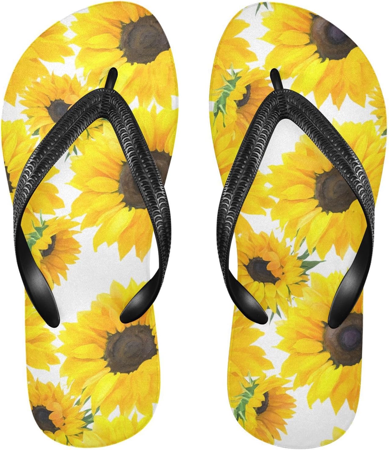 

Вьетнамки с цветочным принтом под подсолнух, пляжные шлепанцы для душа, резиновые нескользящие летние тапочки для ходьбы, для мужчин и женщин Sinestour, Sunflower Blossom Floral