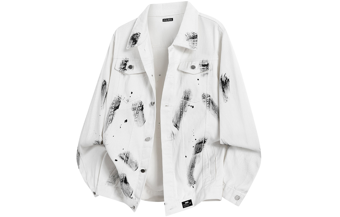 

Джинсовая куртка Unisex Lapel Moderate Straight Fit ZIAREL, белый[removable logo]