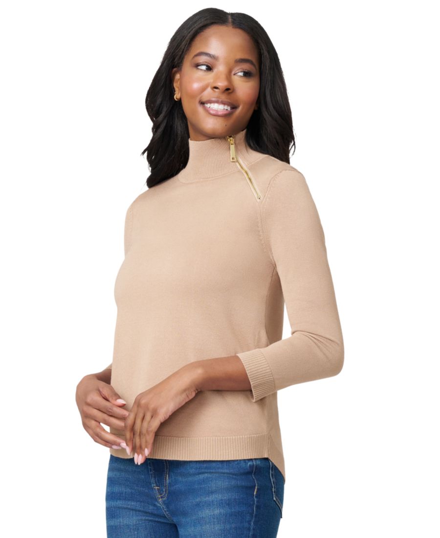 

Женский свитер с высоким воротником и боковой молнией Melissa Paige, Camel