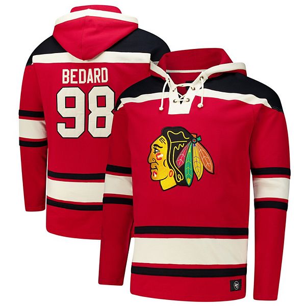

Мужской свитшот с капюшоном '47 Connor Bedard красный Chicago Blackhawks Big & Tall 47 Brand