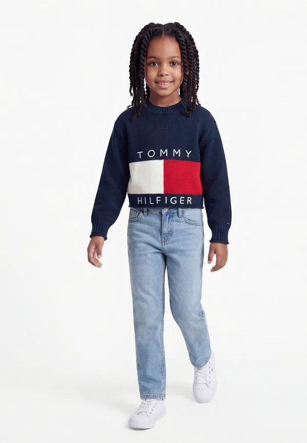 Свитер свободного кроя в рубчик с изображением флага наследия Tommy Hilfiger, Dark Night Navy