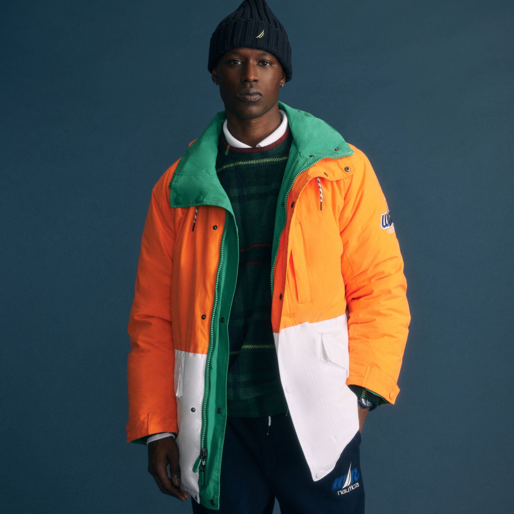 

Nautica Mens Eddie Win X Nautica Двусторонняя парка, цвет orange zest