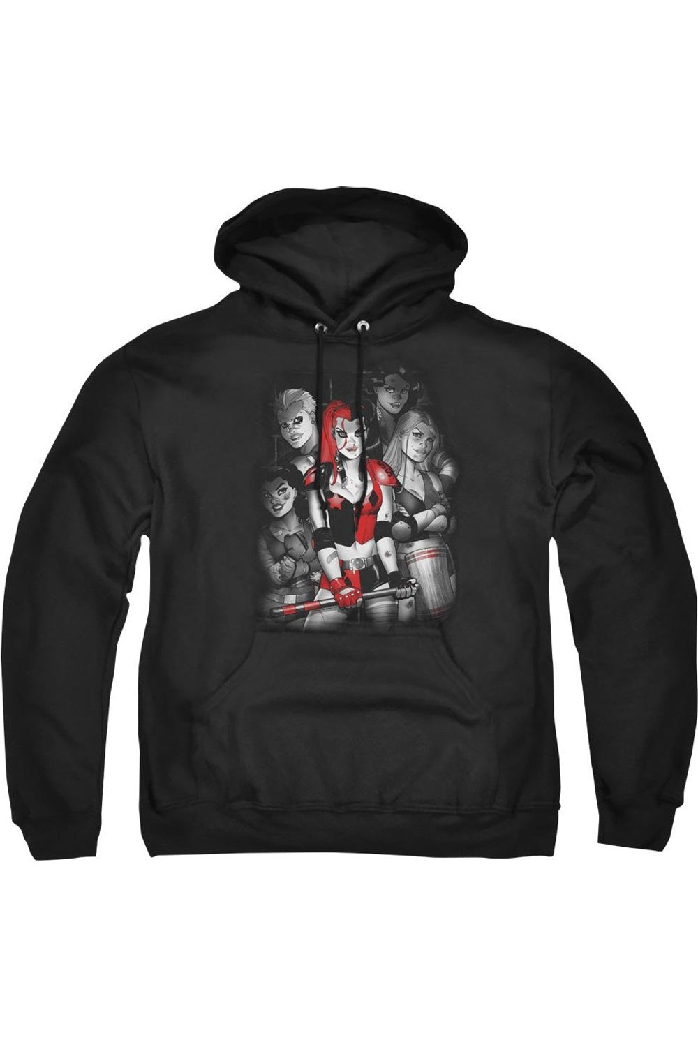 

Batman Bad Gals Bw Adult Pull Over Hoodie / Толстовка с капюшоном Gildan, черный