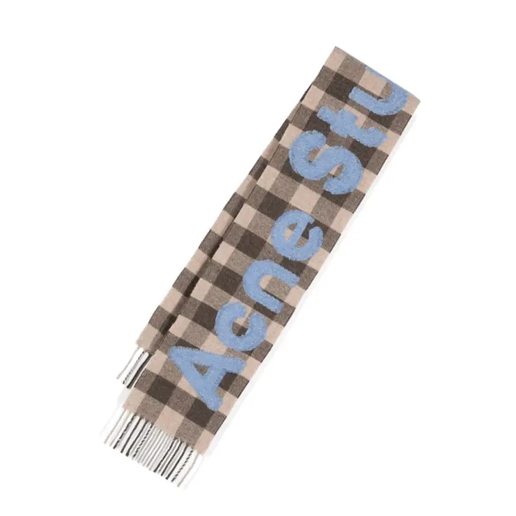 

Acne Studios Джаккардовый шарф в клетку с логотипом, Brown