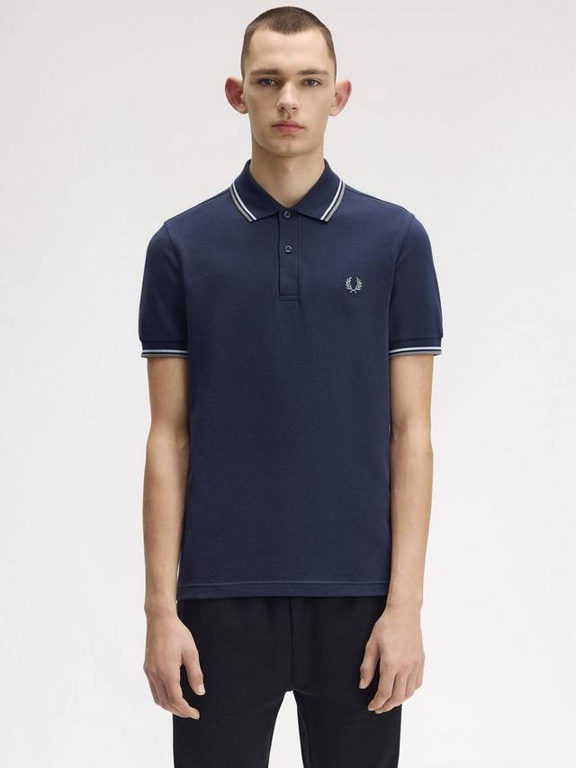 

Хлопковая поло с двойными кончиками Fred Perry, Dark Airforce/Light Ice/Bay Leaf
