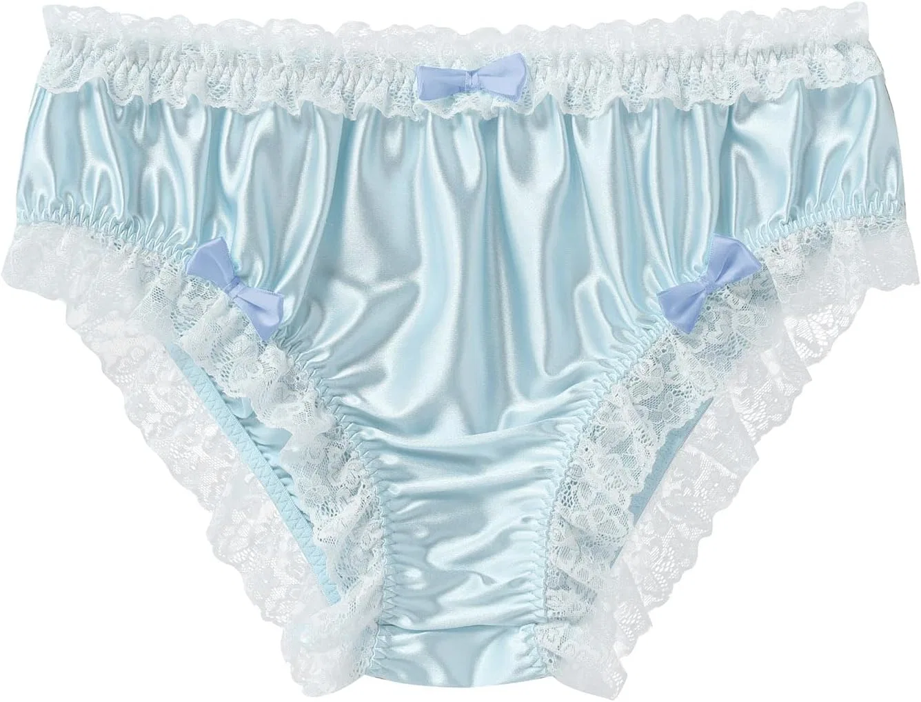 Брифы с кружевом и бантом, Satin Silk, Light Blue — фото 4