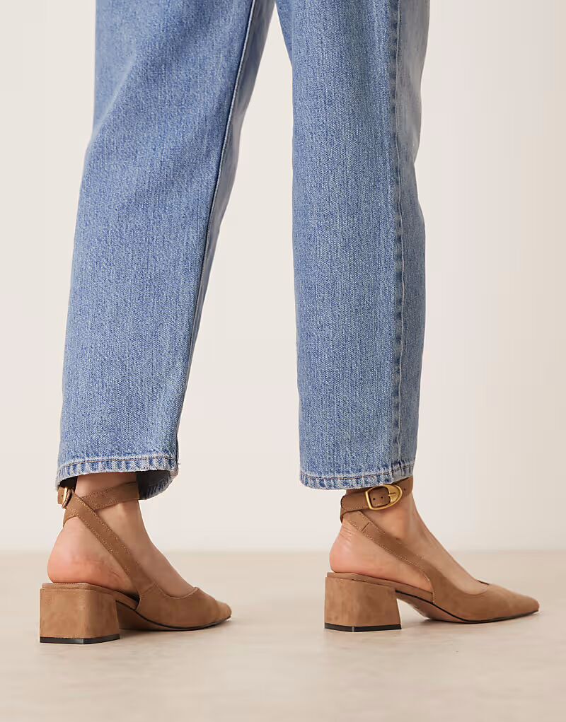 Туфли на среднем каблуке ASOS DESIGN Sienna из серо-коричневой замши — фото 2