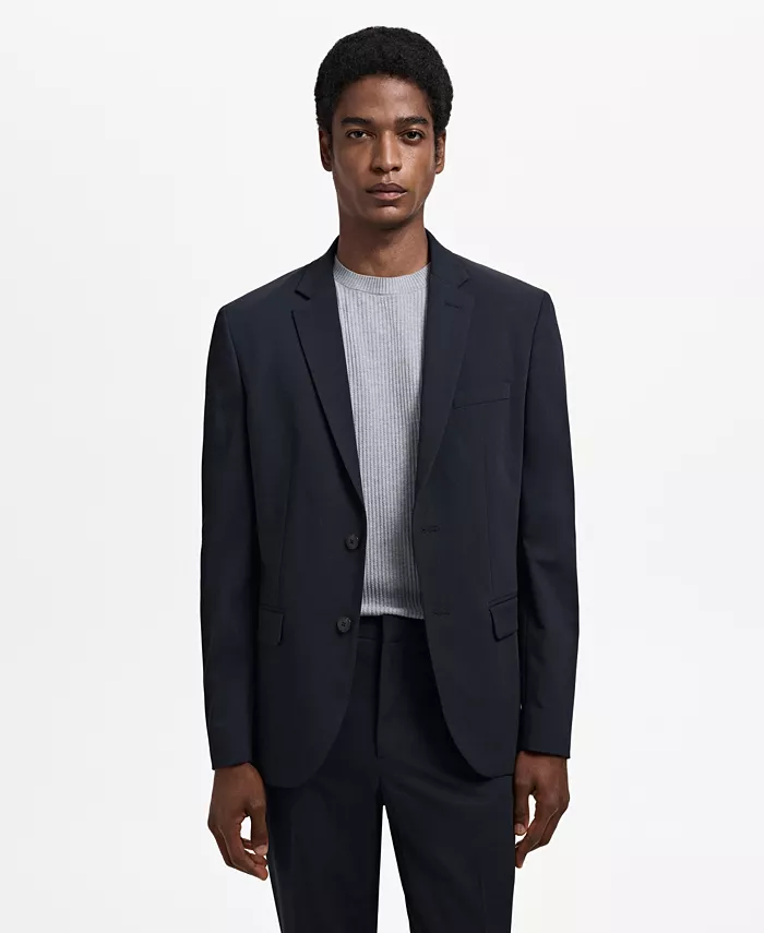 

Мужской пиджак из эластичной ткани Super Slim-Fit Mango, синий