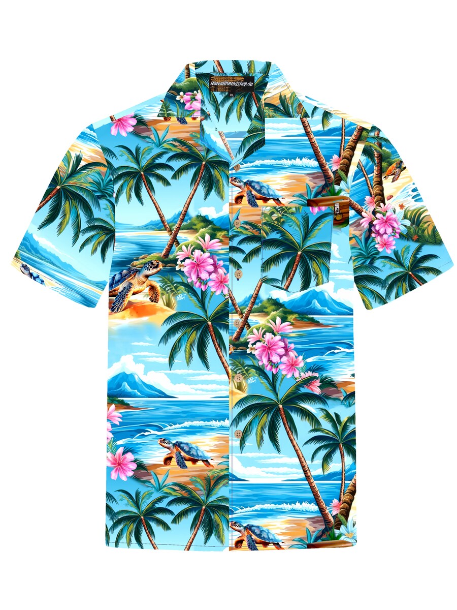 

Рубашка на пуговицах классического кроя Hawaiihemdshop.de Turtle Island, аква