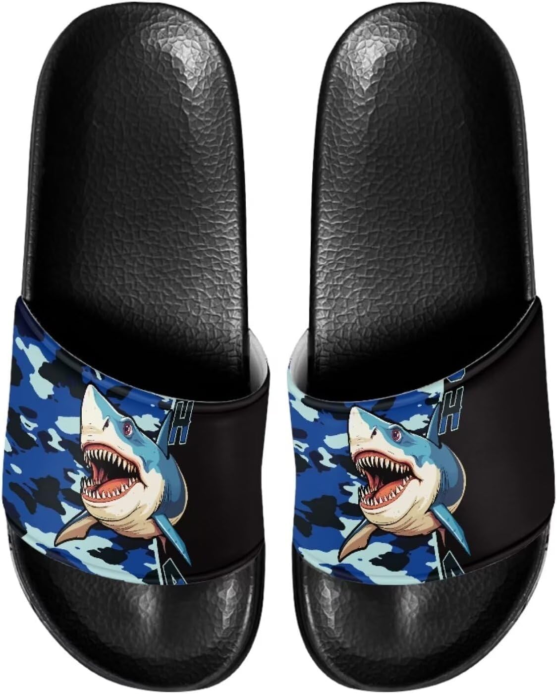 

Мужские шлепанцы для душа Kathyboom, нескользящие, с открытым носком, удобные, на плоской подошве, домашние тапочки, Sea Shark