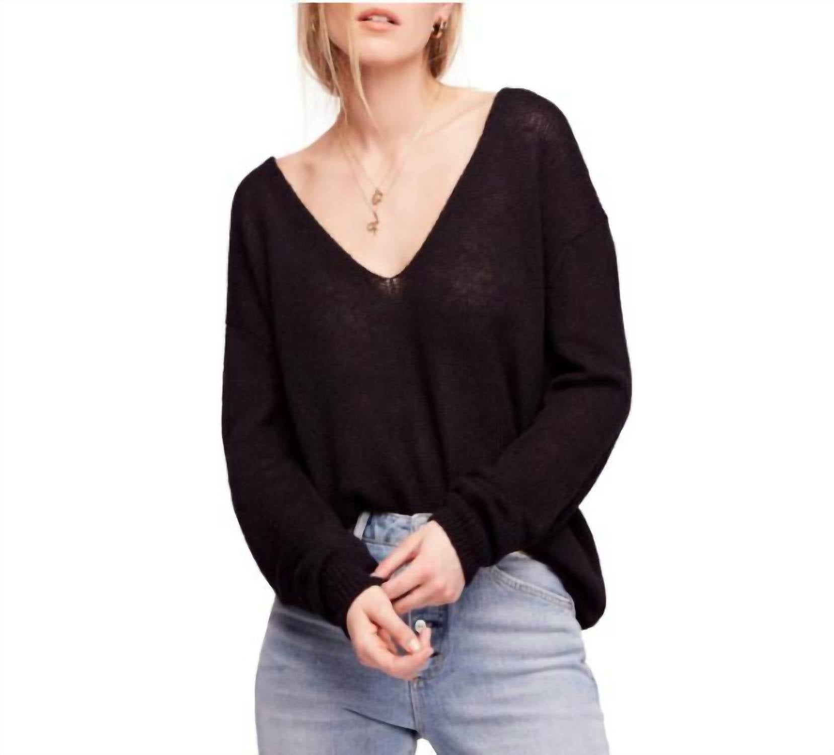 

Свитер Gossamer с V-образным вырезом черного цвета Free People