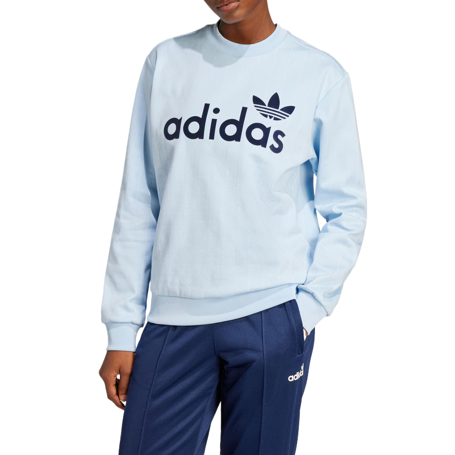 Пинстрайп свитшот Women's Adidas Originals, серо-синий/белый — фото 2