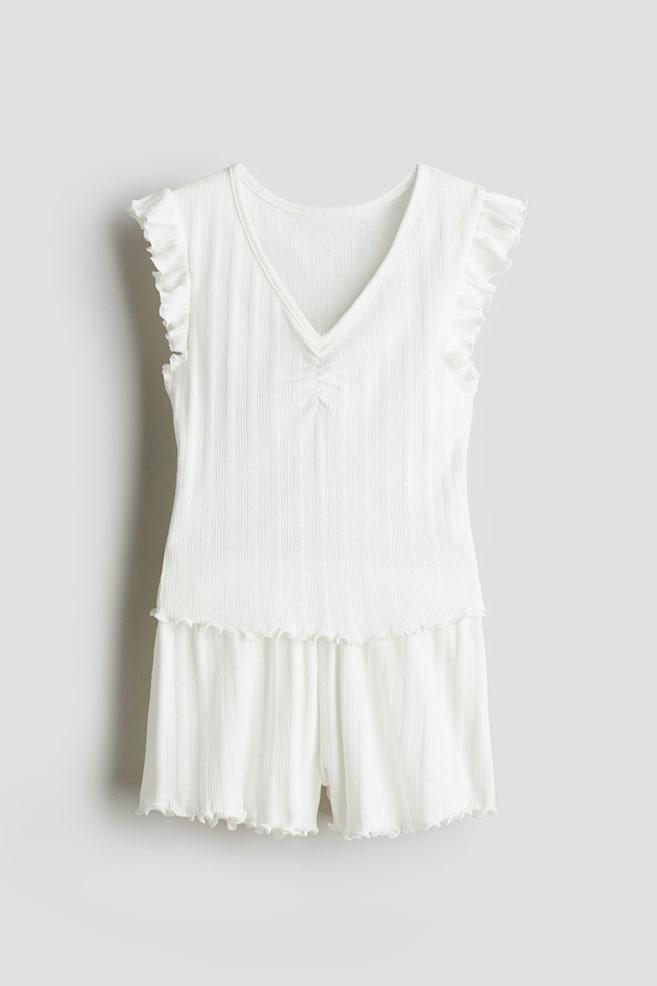 

Хлопковая пижама с ажурным узором H&M, белый