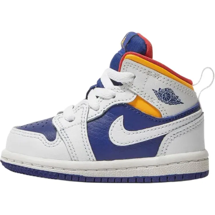 Кроссовки кожаные Air Jordan 1 Mid Toddler Jordan бело-синие