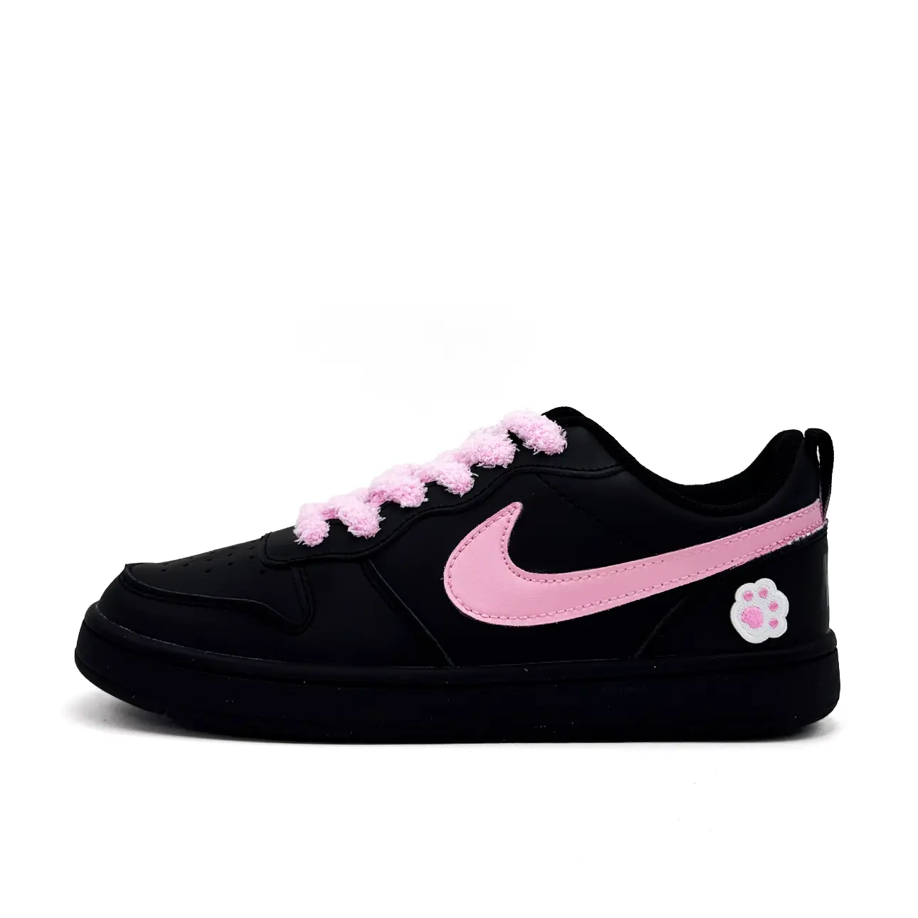 

Nike Детские низкие скейтбордные кроссовки Court Borough Pink Fleece Black Kitten Leather Abrasion Resistant Low top Skateboard Shoes Black Teens