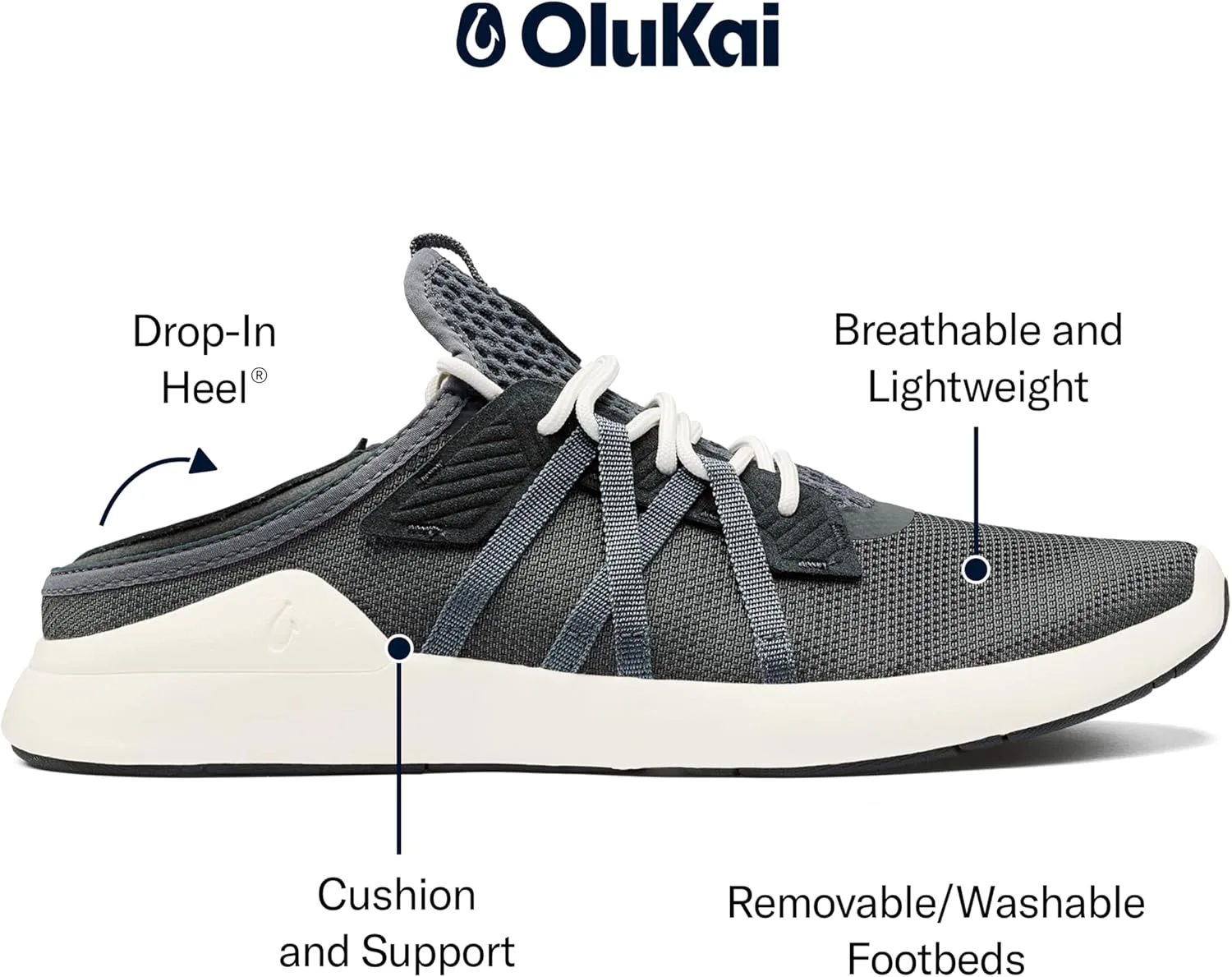 Мужские повседневные удобные сетчатые кроссовки OLUKAI Holo Athleisure в сочетании с шортами для активного отдыха обеспечивают комфорт и поддержку в течение всего дня — фото 4