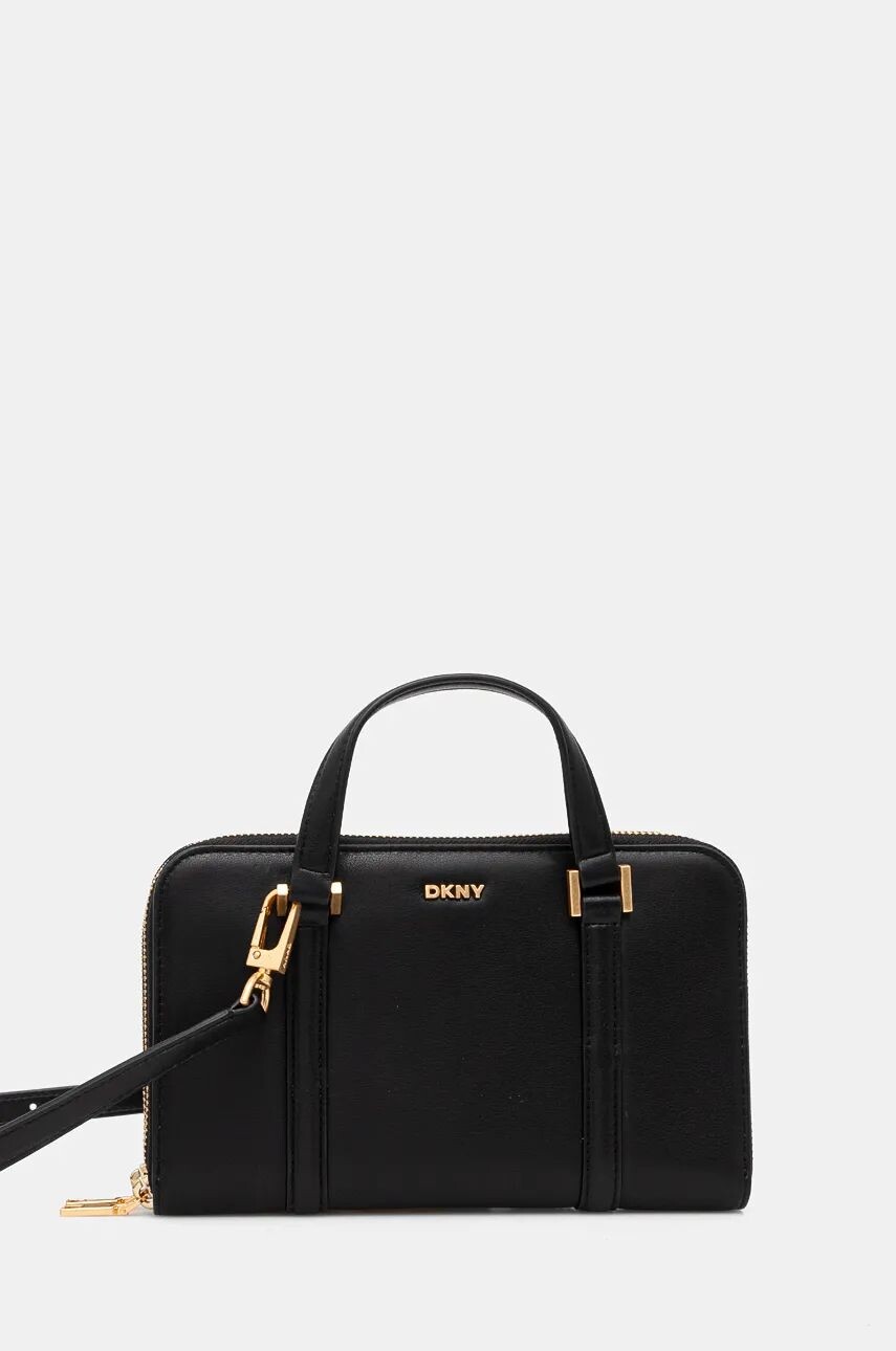 

Кожаная сумка Dkny с логотипом, черный