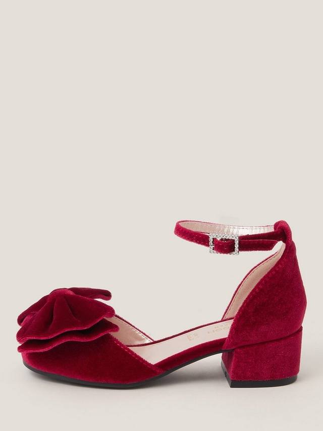 

Детские туфли на каблуке из вельвета Monsoon, Red