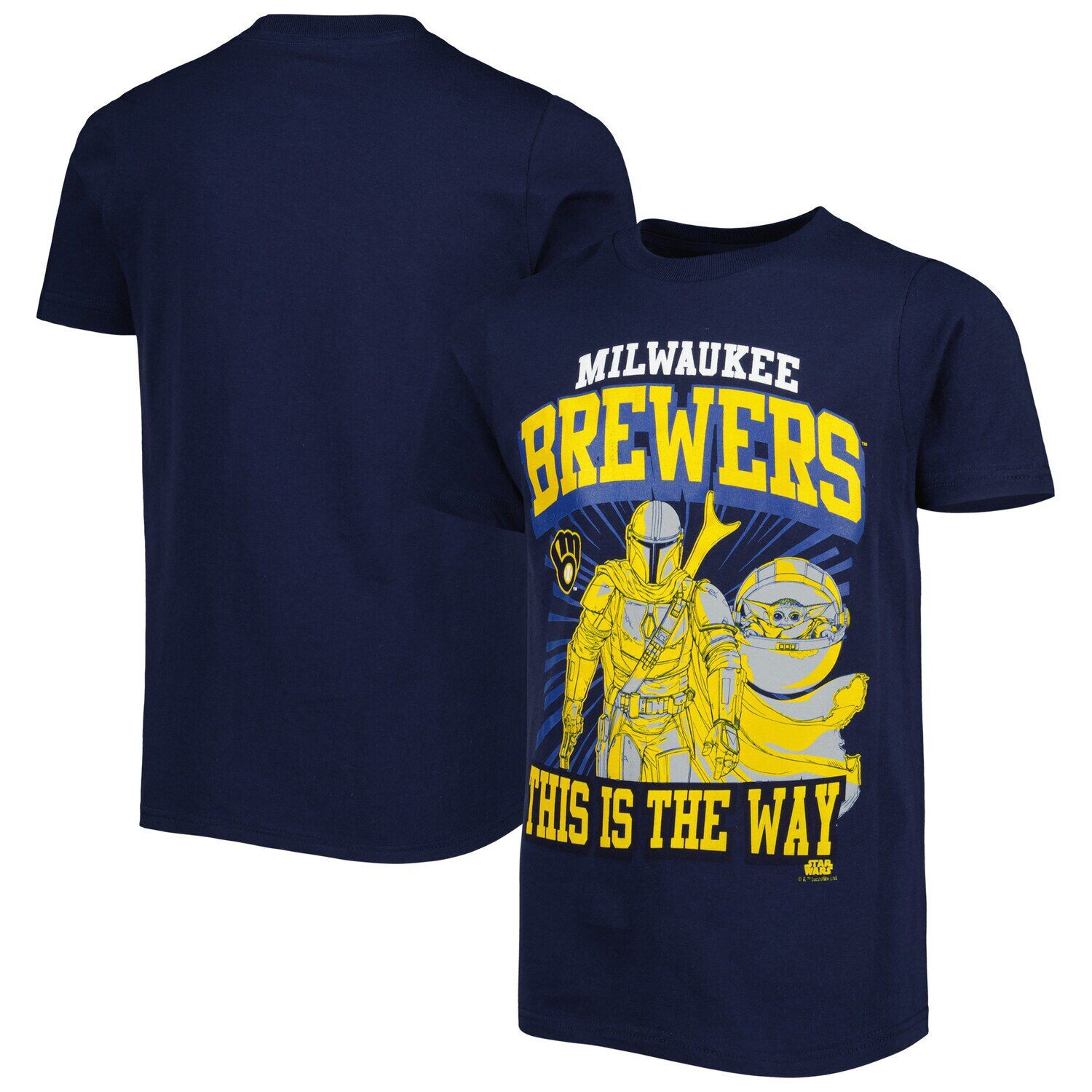 

Молодежная футболка Navy Milwaukee Brewers «Звездные войны This is the Way» Outerstuff