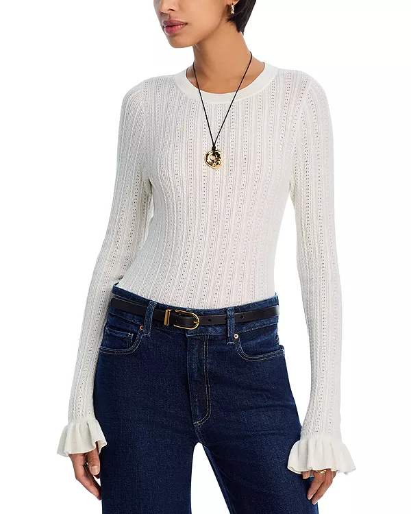 

Свитер с круглым вырезом «Офелия» с оригинальной вышивкой Paige, белый