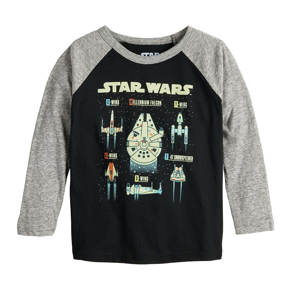 

Футболка Jumping Beans Star Wars Rebel Aircraft для маленьких мальчиков с длинными рукавами и рисунком, серый