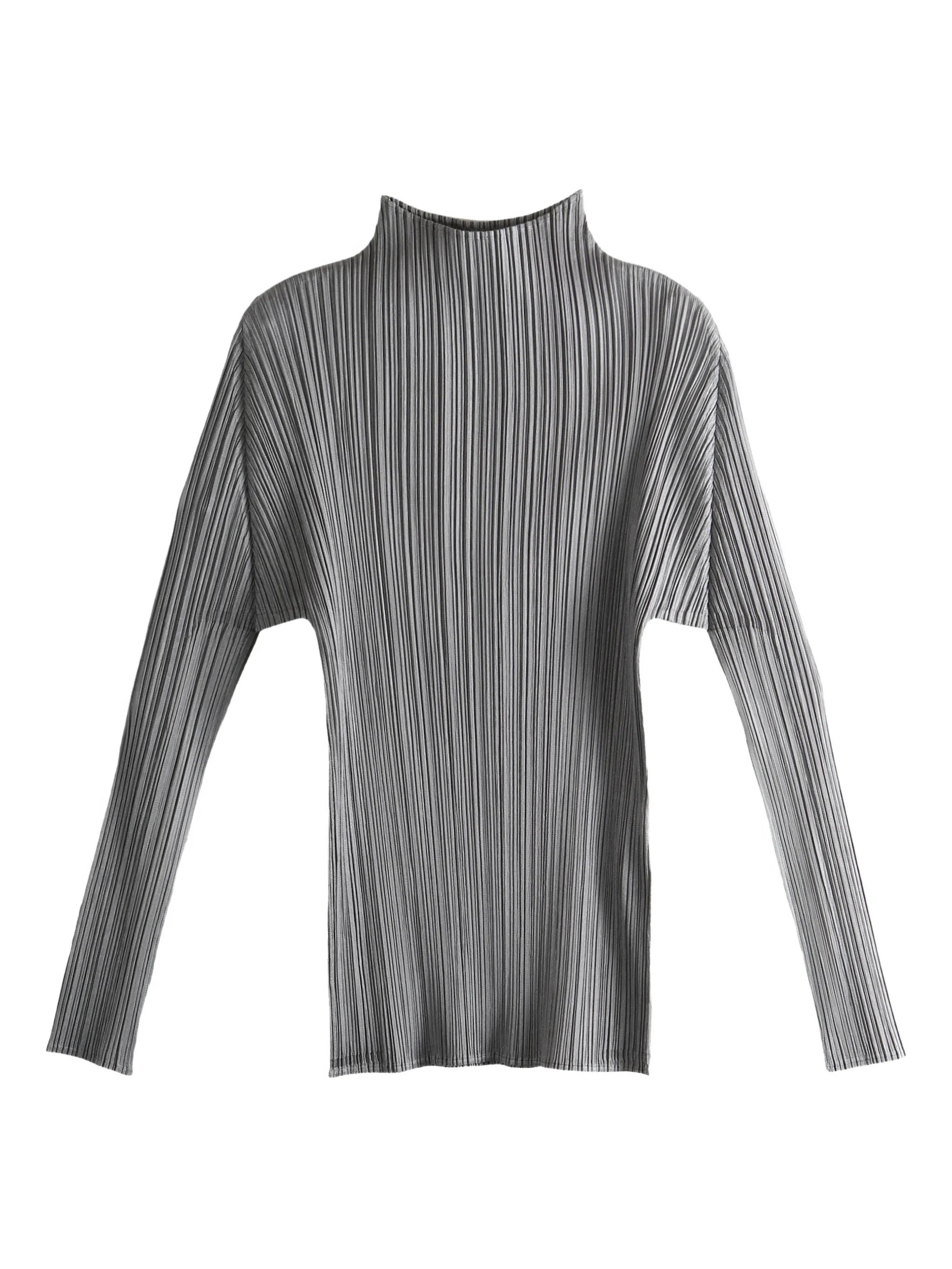 

Плиссированный топ с воротником-воронкой Pleats Please Issey Miyake, серый