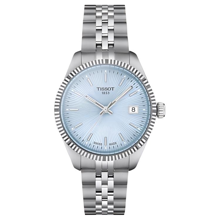 

Часы с кварцевым механизмом унисекс 34 мм циферблат корпус из нержавеющей стали браслет из нержавеющей стали TISSOT, синий Dial