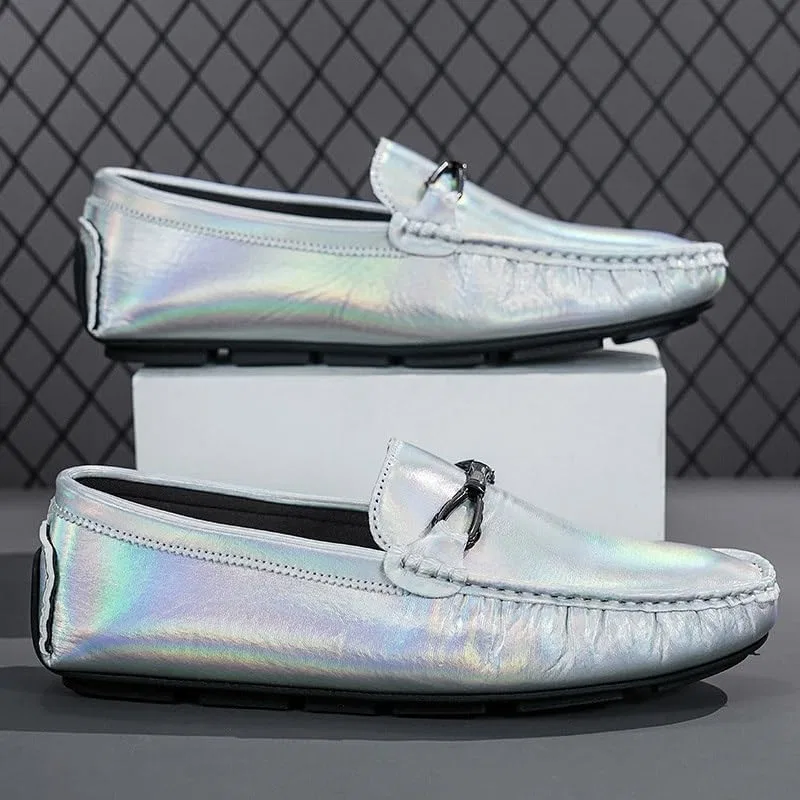 Лоферы из искусственной кожи, блестящие, Silver SayfuR — фото 4