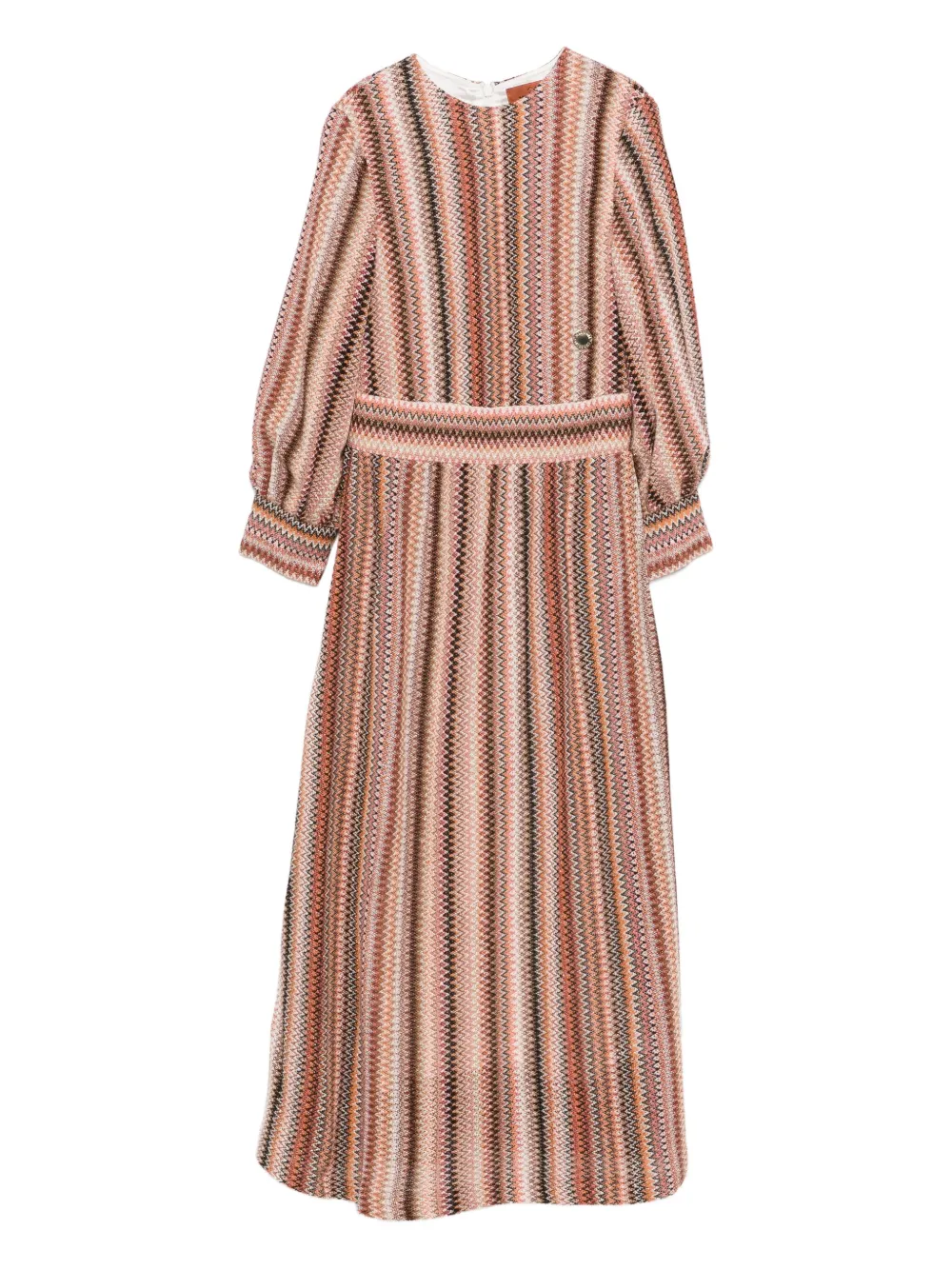 

Платье с объемными рукавами и узором шеврон Missoni Kids, коричневый