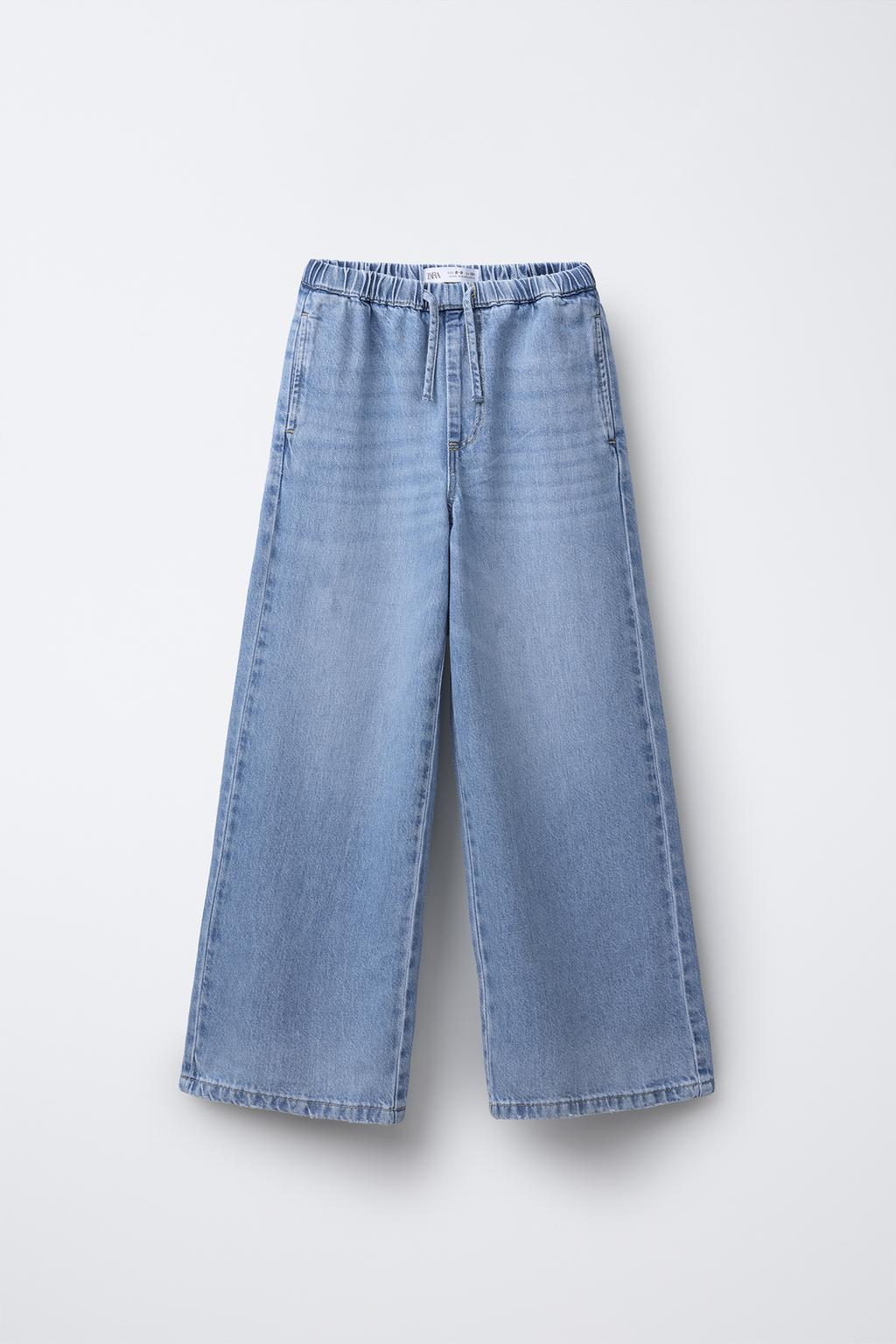 

Широкие джинсы на завязках ZARA, синий