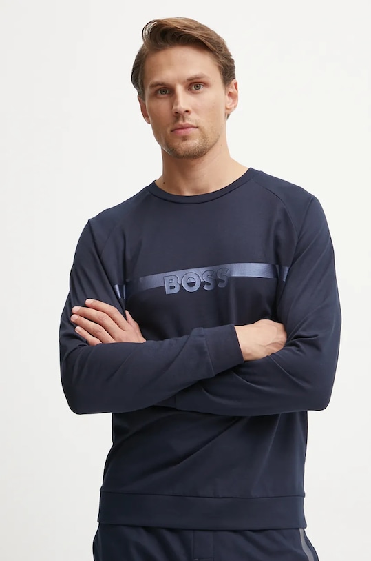 

Хлопковая рубашка Boss, темно-синий