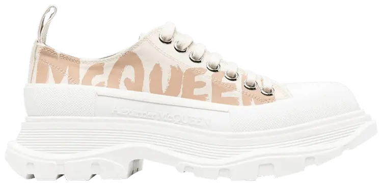 Кроссовки Alexander McQueen Wmns Tread Slick Lace Up 'McQueen Graffiti Logo - Beige', кремовый
