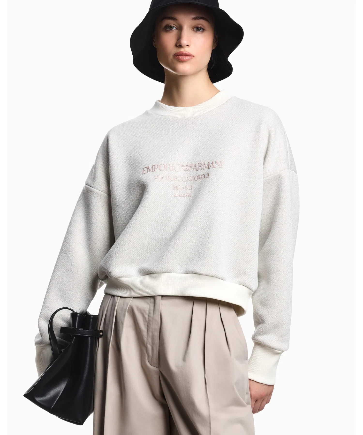 【Emporio Armani】Свитшот из люрекса с блестящим логотипом