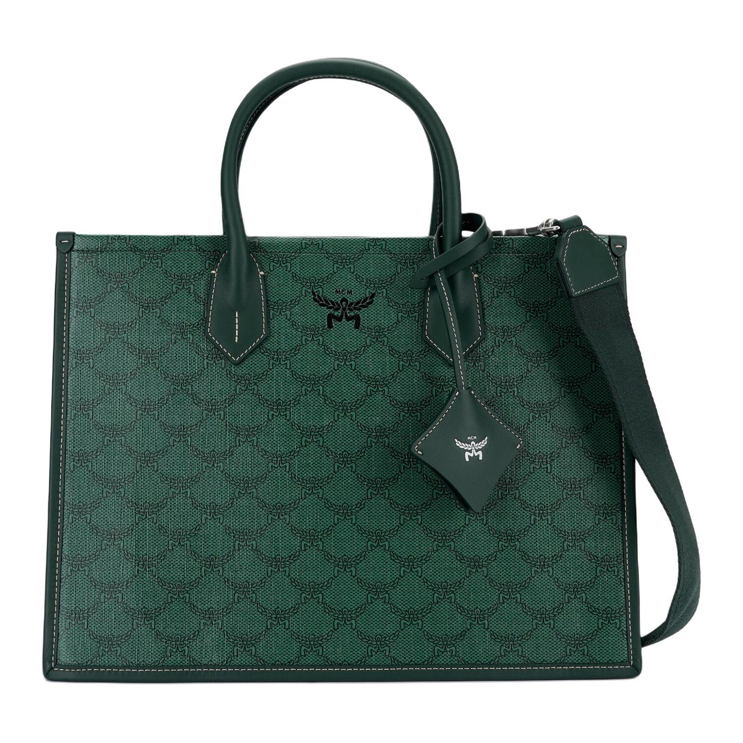 

MCM Кожаная женская сумка среднего размера тёмно-зелёного цвета