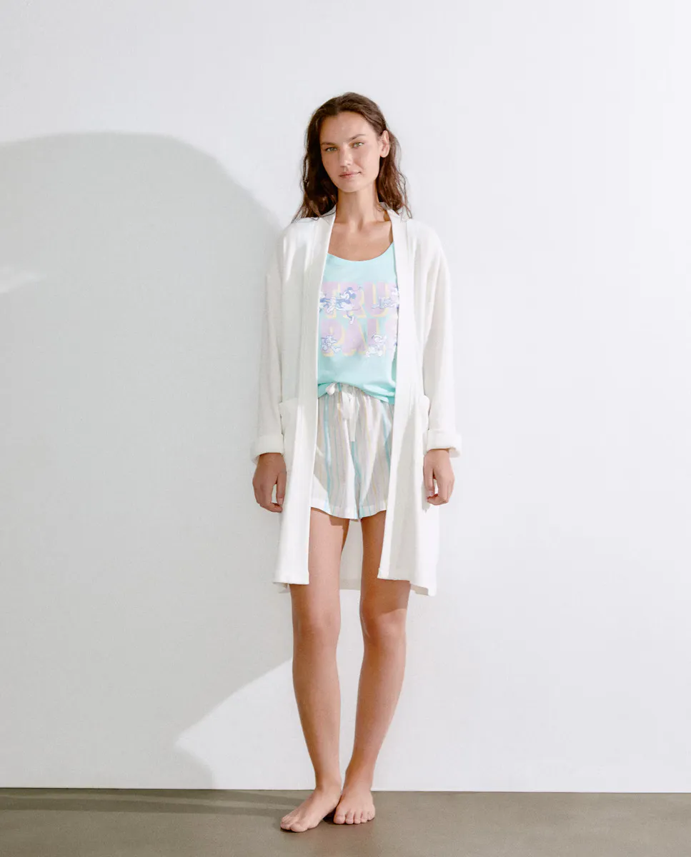 

Женский однотонный тисненый халат Easy Wear, цвет 400 Azul