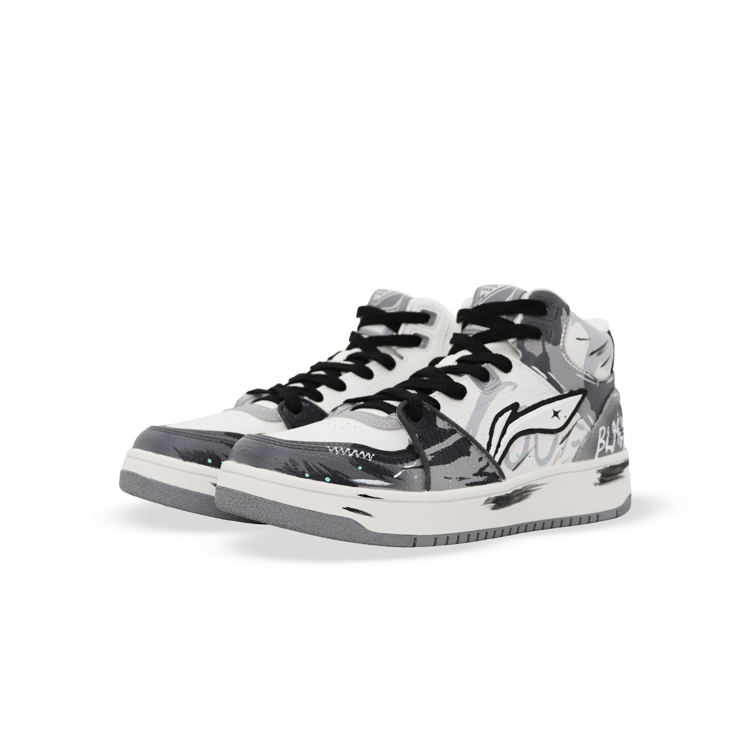 Кроссовки для скейтбординга Tianji HI Slip Resistant Cushioning Abrasion Resistant Lightweight Mid top мужские LINING, серый белый — фото 4