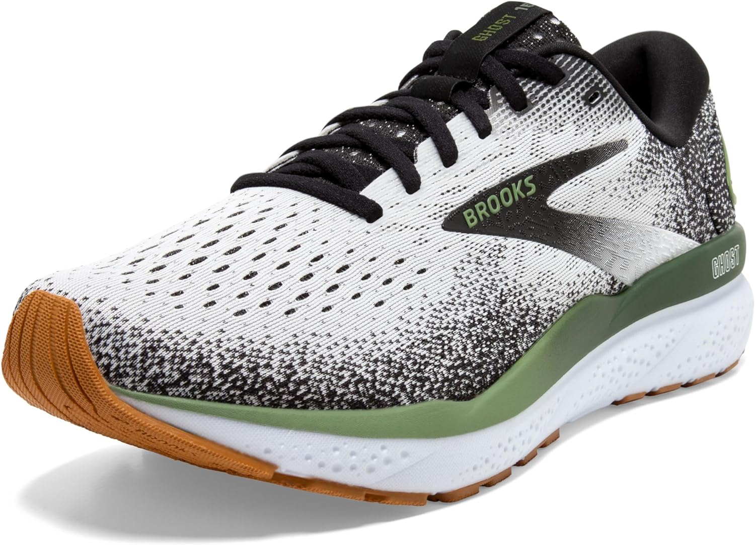 

Мужские нейтральные беговые кроссовки Brooks Ghost 16, белый/черный/зеленый